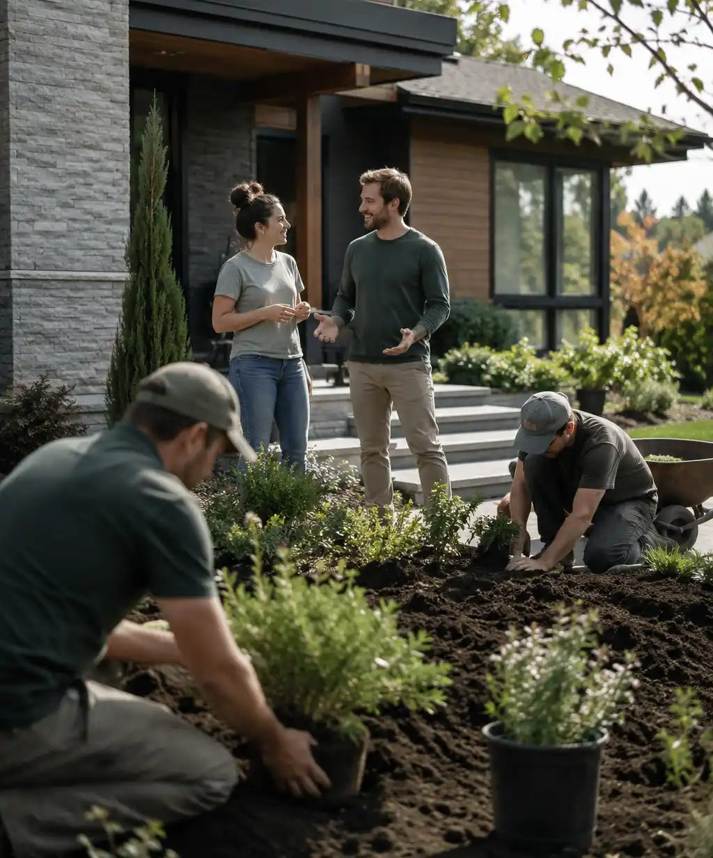 Barrie couple reviewing a home renovation budget and financing plan